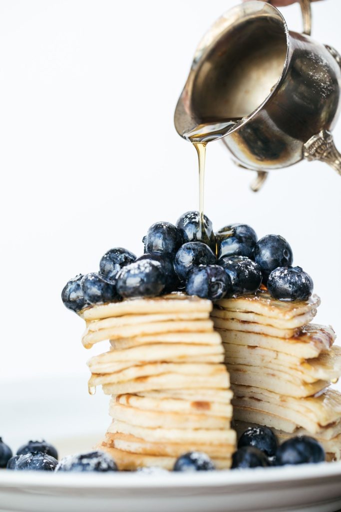 pancake stack with blueberries